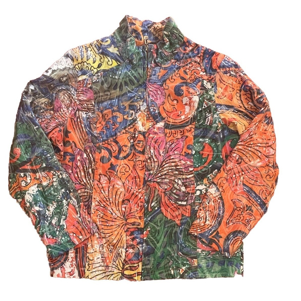 Keren Hart Jacket Women's Size Small Colorful Art Bohemian Graffiti Full‎ Zip